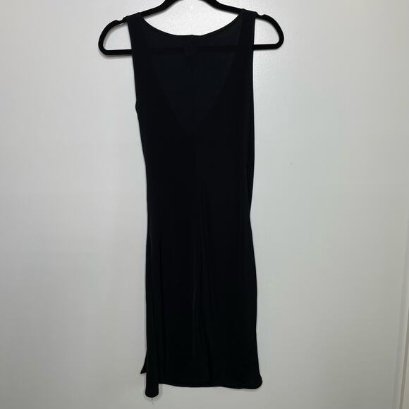 Y2K Hennes Collection Wrap Dress Midi Length Sleeveless Ruched Side Sexy Black 8 - Picture 2 of 10